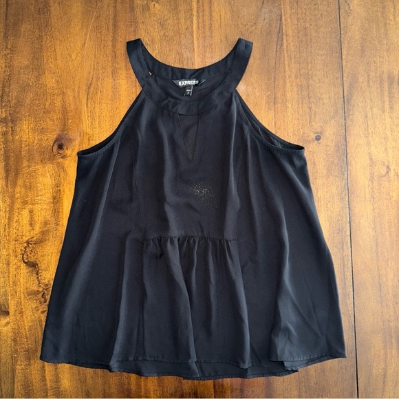 Express Women Sleeveless Top Shirt Small Black High Keyhole Neck Pleated Front S - Picture 2 of 9